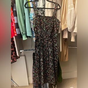 Vintage Lanz Black floral summer dress with pockets